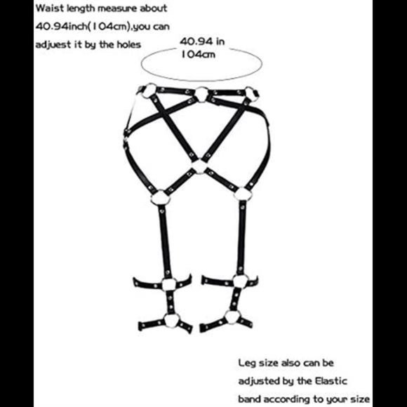 Gemily Punk Waist Chain Belt Black Leather Leg Harness Party Body Chain Rave main image 6